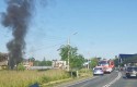 Pożar auta przy drodze krajowej. Poranne utrudnienia na trasie Wadowice - Andrychów